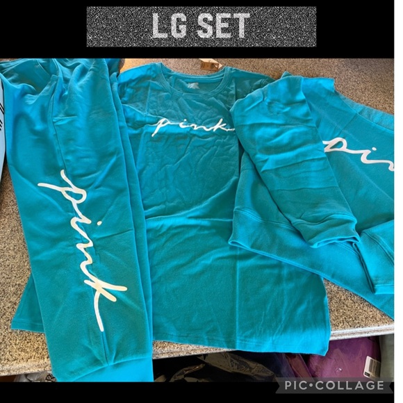 Vs pink crop crew skinny jogger short sleeve tee Neon scuba script logo - Picture 14 of 15